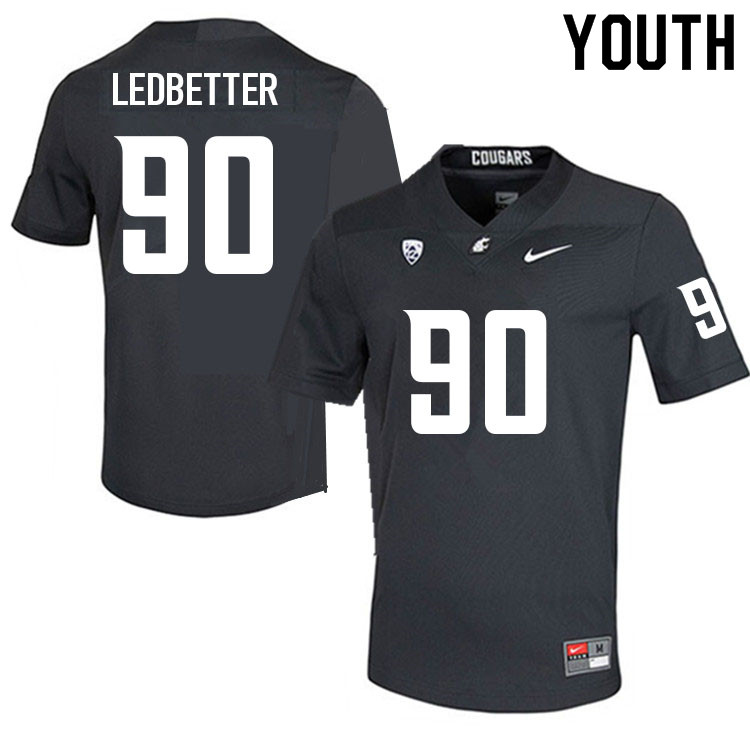 Youth #90 Malachi Ledbetter Washington State Cougars College Football Jerseys Sale-Charcoal